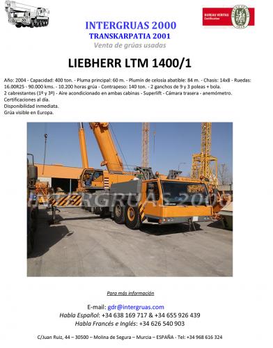Se vende grua LIEBHERR LTM 1400/1 año 2004 - Imagen 1
